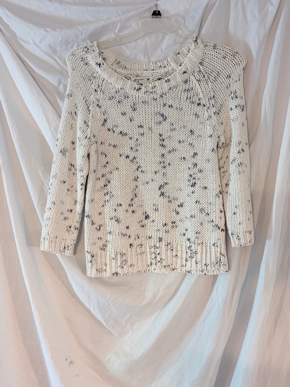 American Eagle Outfitters Cream Speckled Scoopneck Sweater